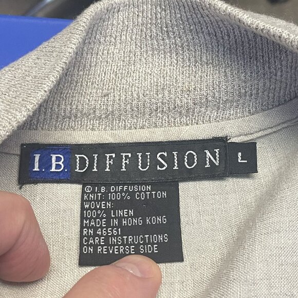 Vintage IB Diffusion Linen Bomber Jacket Large Zip 90s Cruise Vacation Hong Kong - Picture 11 of 12